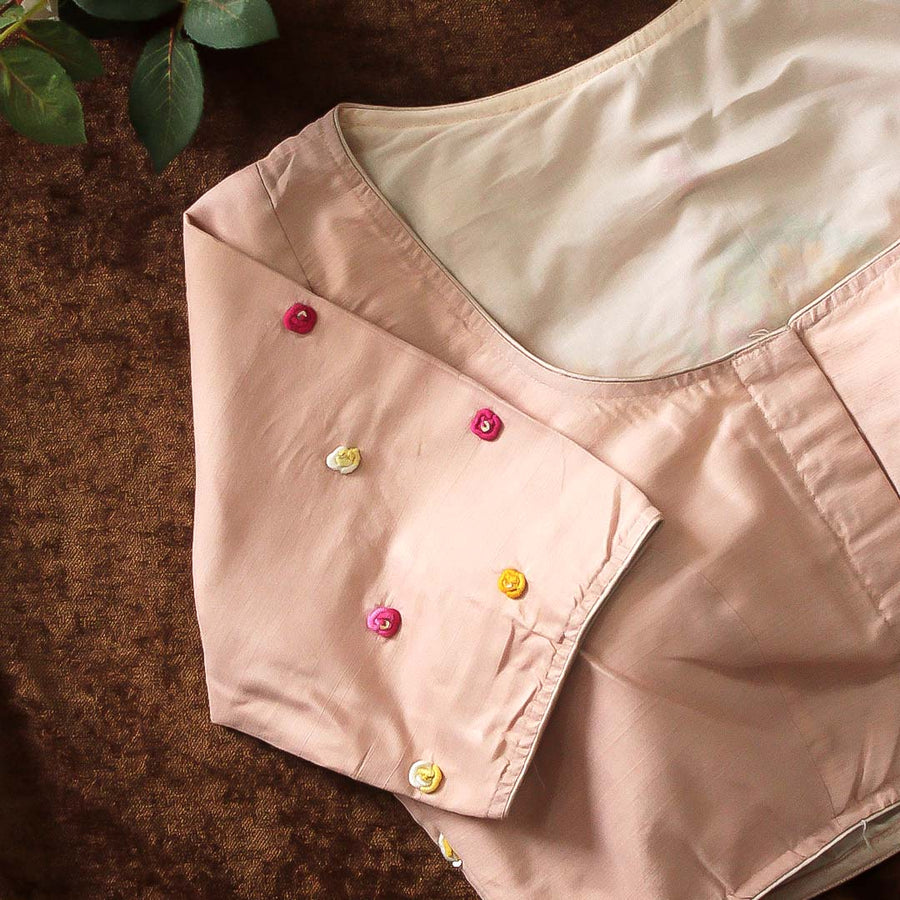 Peach Pihu Hand Embroidery Blouse