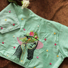 Green Pihu Hand Embroidery Blouse