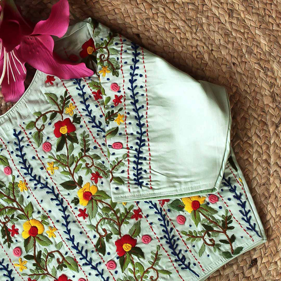 Sea Green Gul Embroidery Blouse