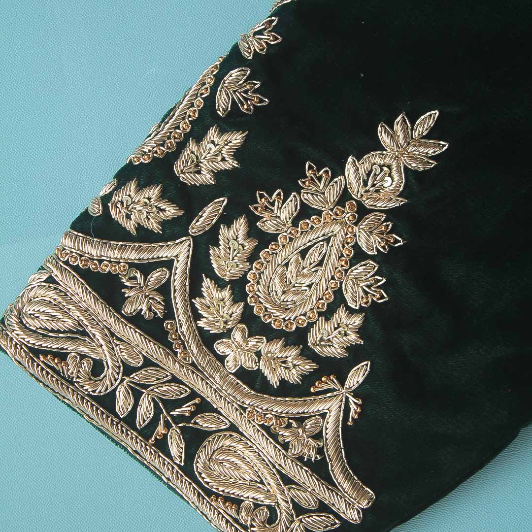 Bottle Green Velvet Blouse