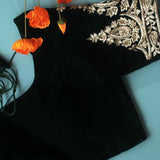 B.Green Velvet Square-Neck blouse