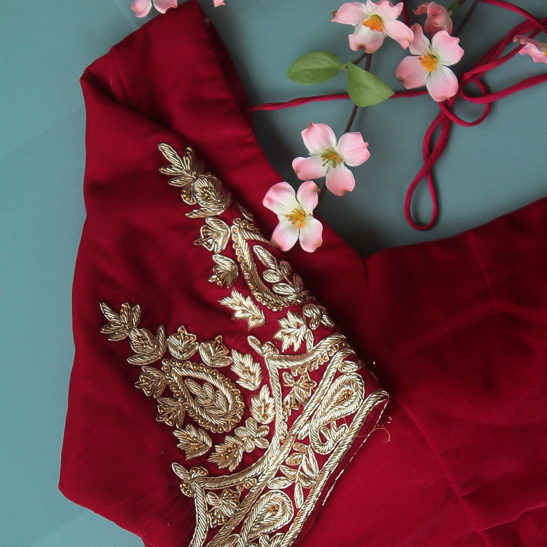 Red Velvet Square-Neck blouse