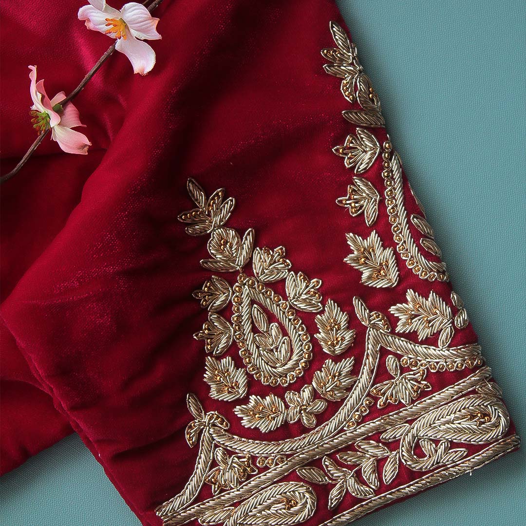 Red Velvet Square-Neck blouse