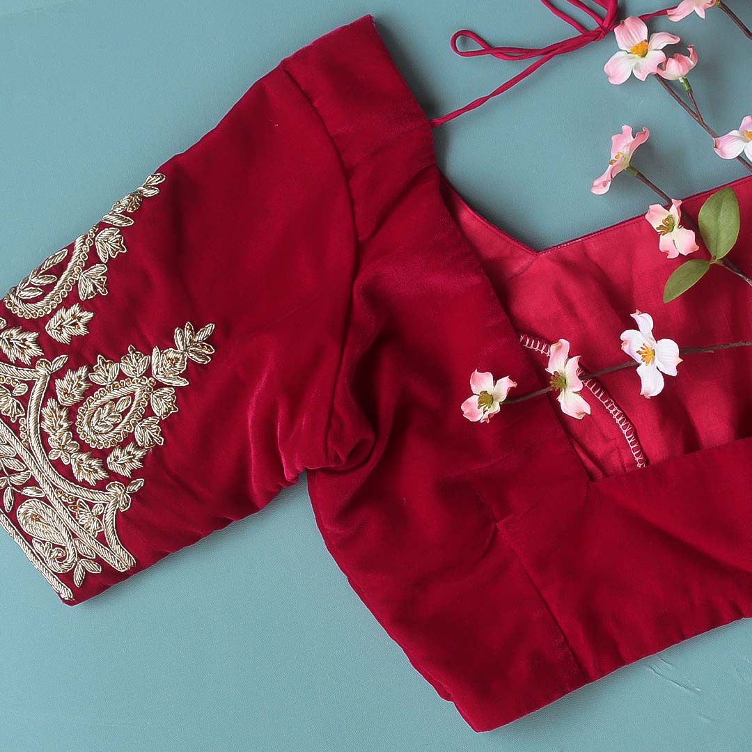 Red Velvet Square-Neck blouse