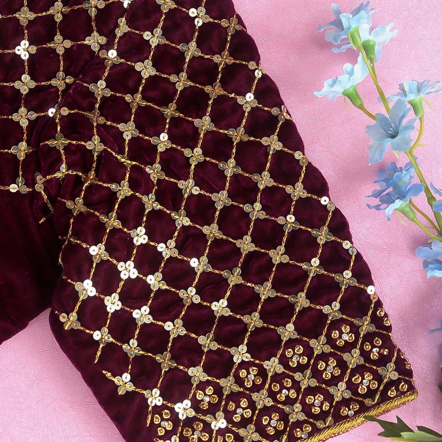 Deep Violet Diya Velvet Blouse