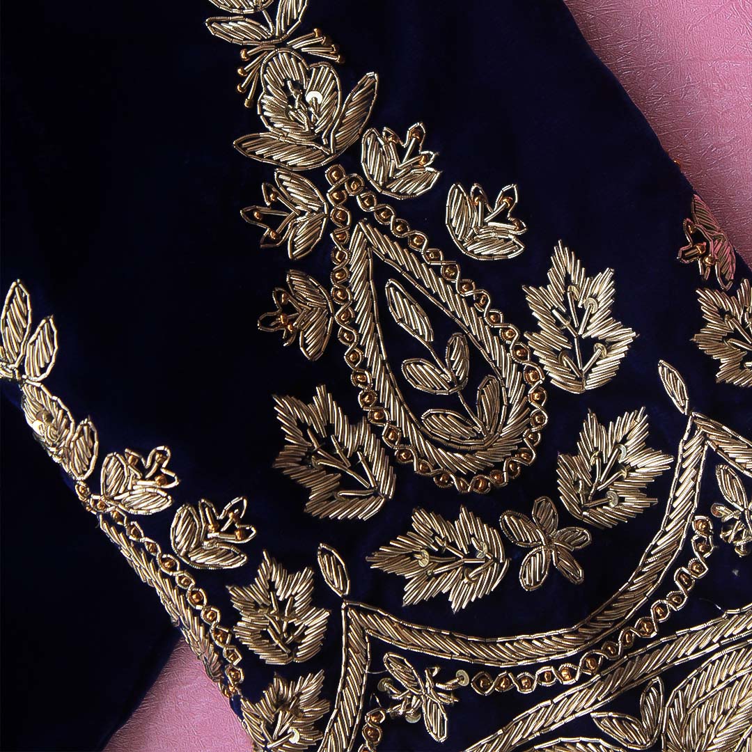 R.Blue Velvet U-Neck blouse