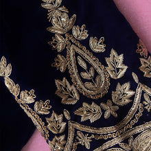 R.Blue Velvet U-Neck blouse