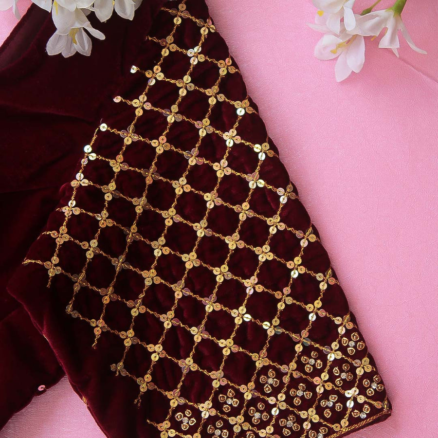 Maron Diya Velvet Blouse