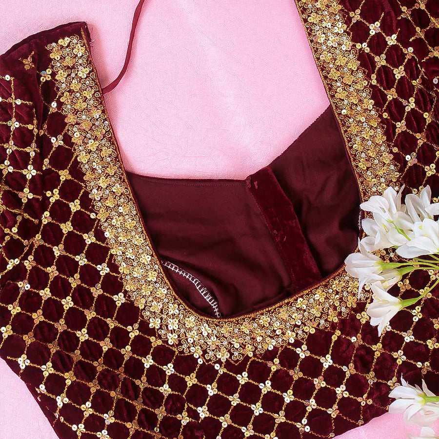 Maron Diya Velvet Blouse