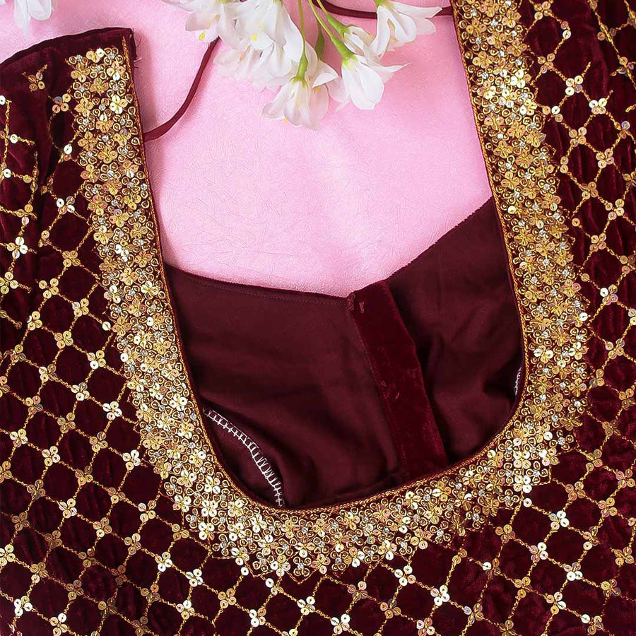 Maron Diya Velvet Blouse