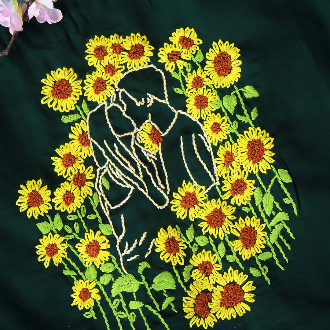 Green Oni Sunflower  Blouse