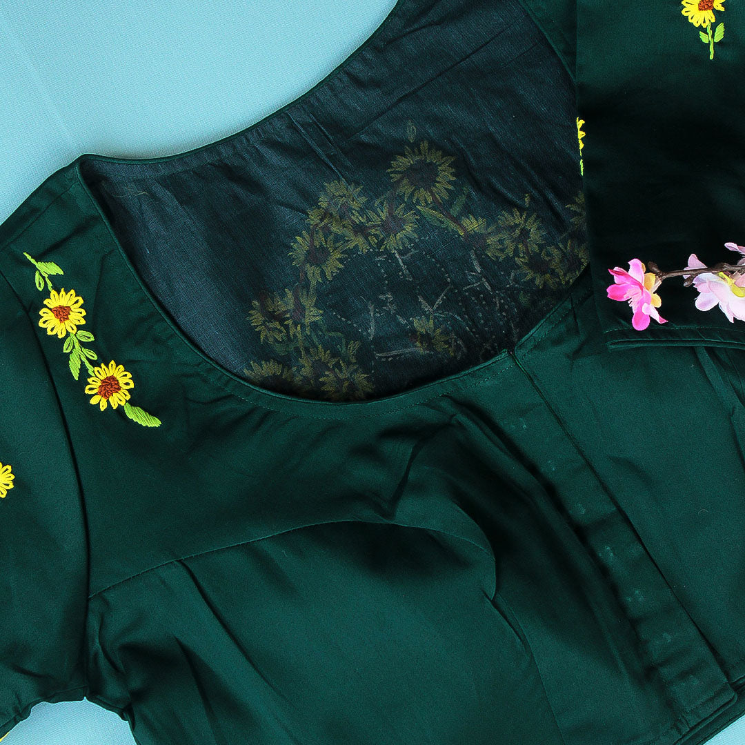 Green Oni Sunflower  Blouse