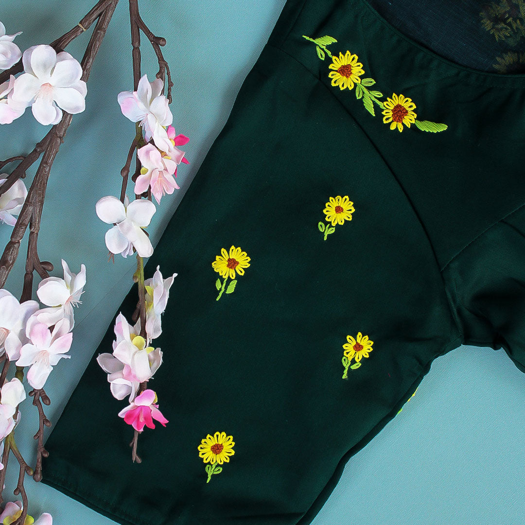 Green Oni Sunflower  Blouse