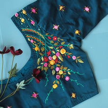 Irz Blue Embroidery Cotton Blouse