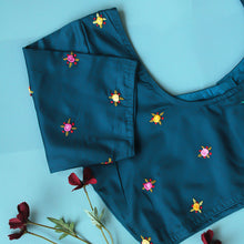 Irz Blue Embroidery Cotton Blouse