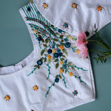 white Irz Embroidery Cotton Blouse