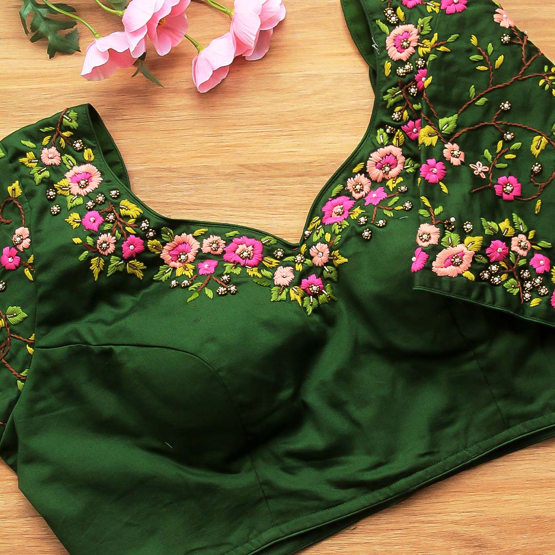 Bottle Green Veda Nakashi  Blouse