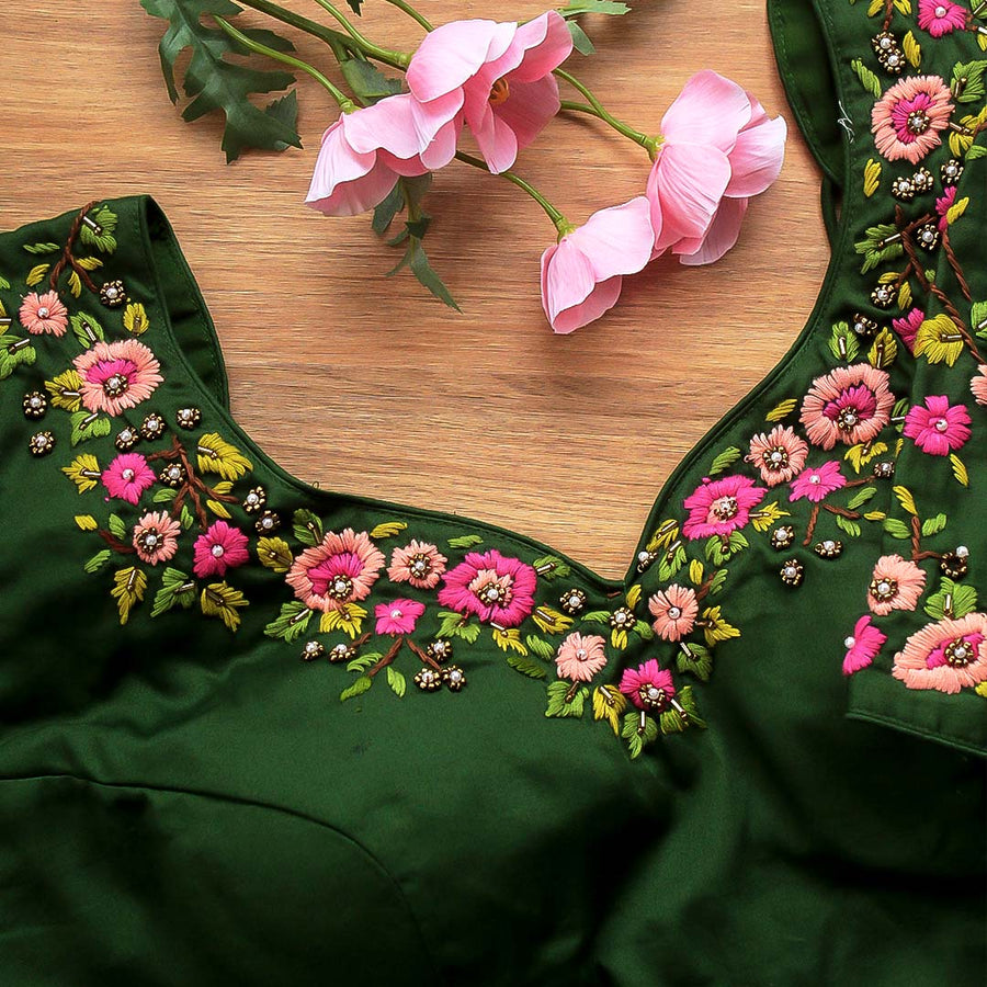 Bottle Green Veda Nakashi  Blouse