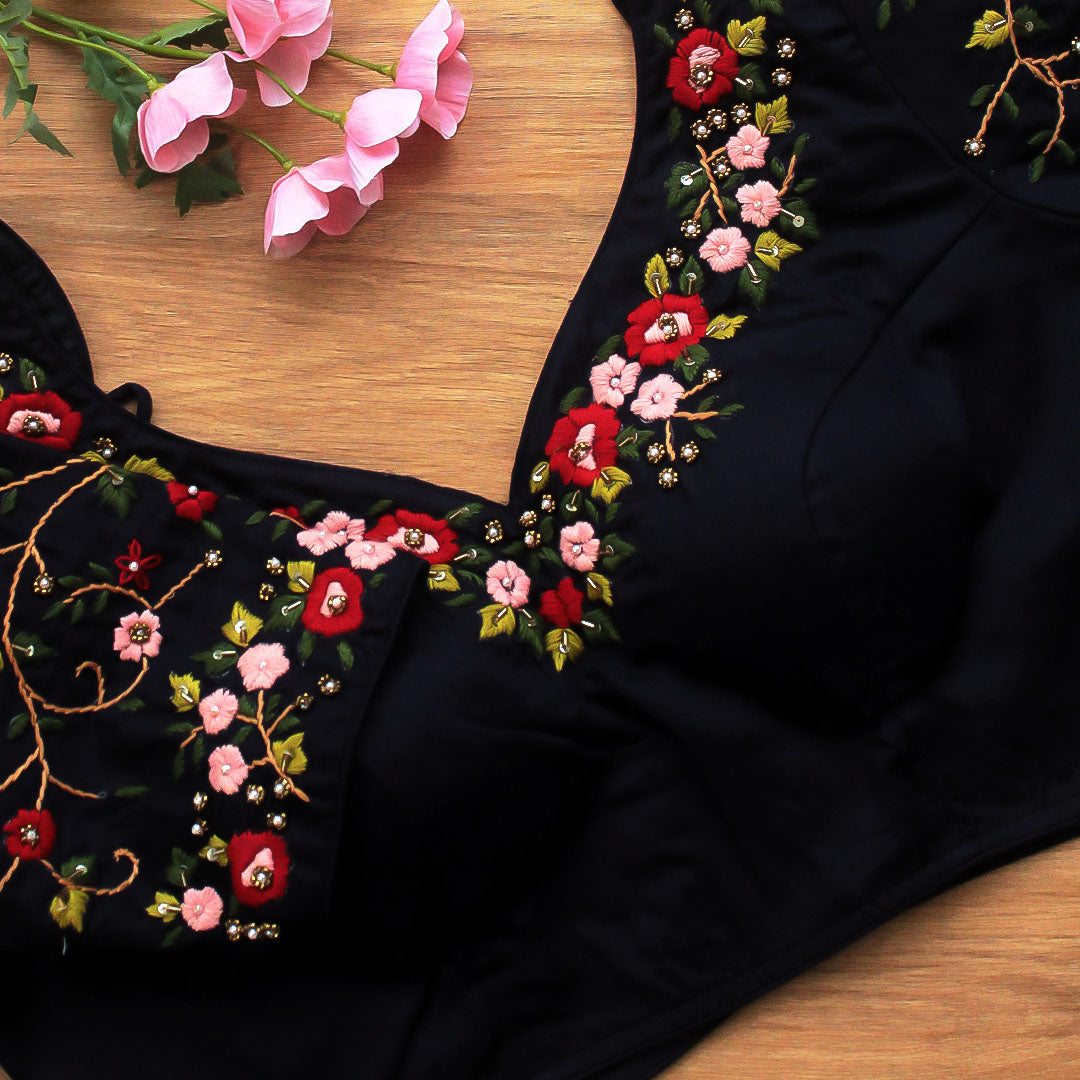 Navy Blue Veda Nakashi  Blouse