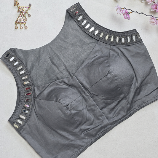 Ras Grey Mirror Work 1 Blouse