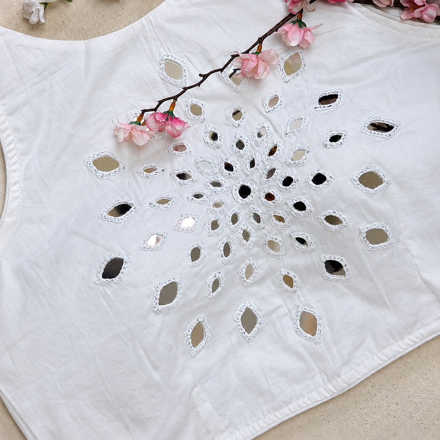 Ras White Mirror Work 1 Blouse
