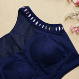 Ras Navy Blue Mirror Work 1 Blouse