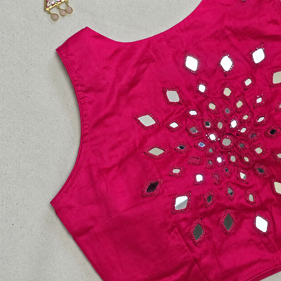 Ras Rani Pink Mirror Work 1 Blouse