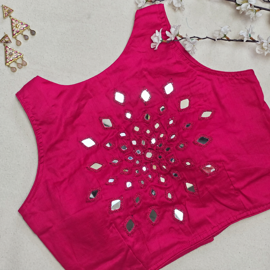 Ras Rani Pink Mirror Work 1 Blouse