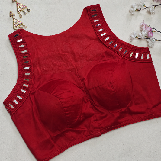 Ras Red Mirror Work 1 Blouse