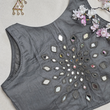 Aaina Grey Mirror Work Blouse