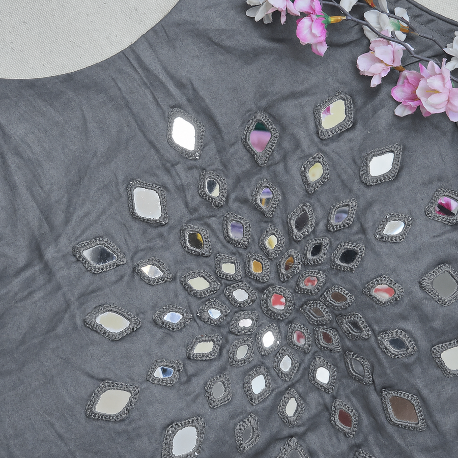 Aaina Grey Mirror Work Blouse