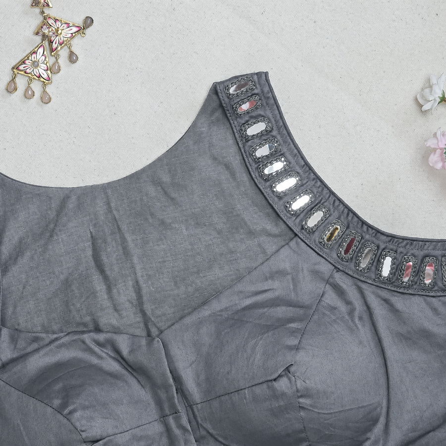 Aaina Grey Mirror Work Blouse