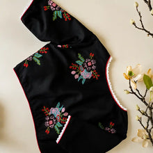 Black Cotton Cross Stitch Embroidered Blouse