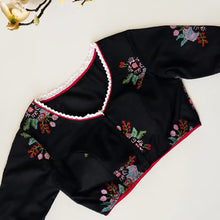 Black Cotton Cross Stitch Embroidered Blouse