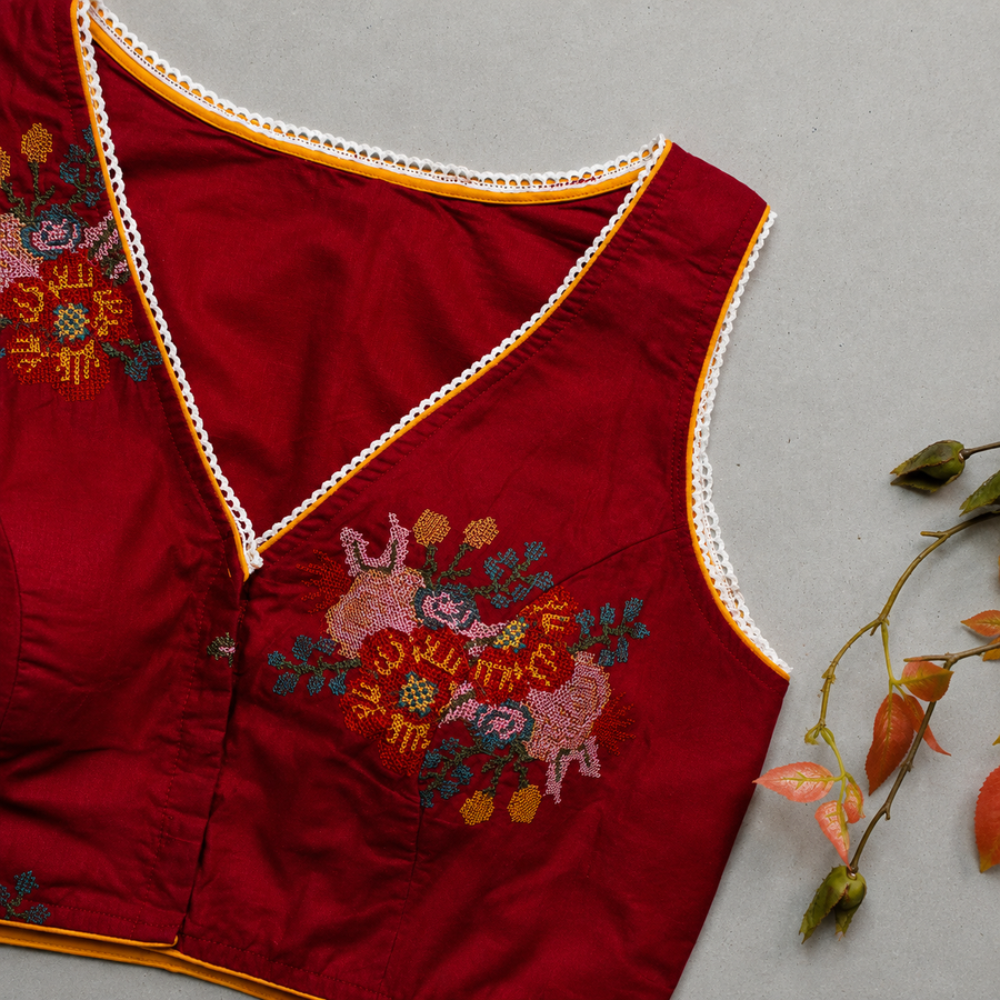 May Red Cross stich Work 2 Blouse