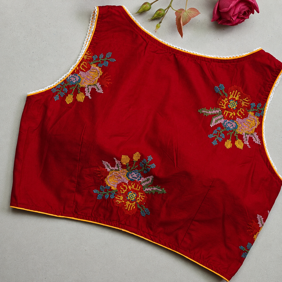 May Red Cross stich Work 2 Blouse