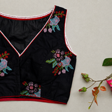 May Black Cross stich Work 2 Blouse