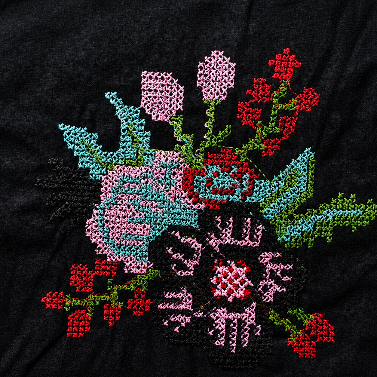 May Black Cross stich Work 2 Blouse