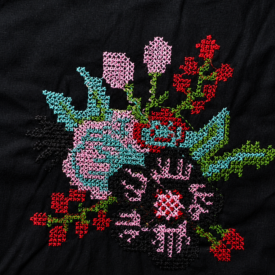 May Black Cross stich Work 2 Blouse