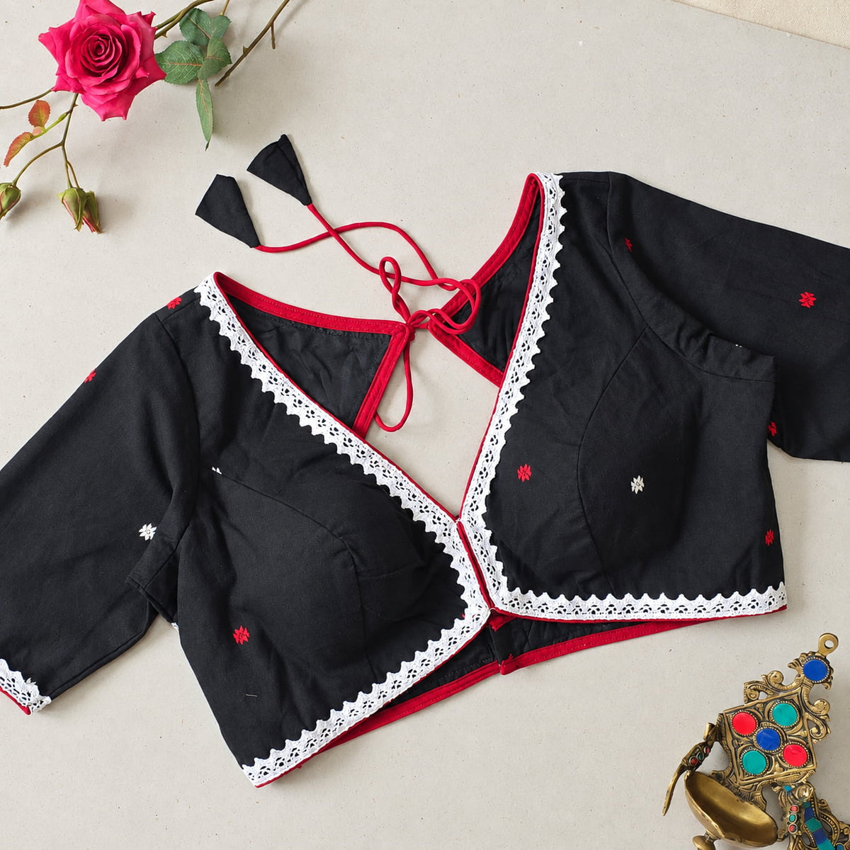 Black Jamdani Cotton blouse
