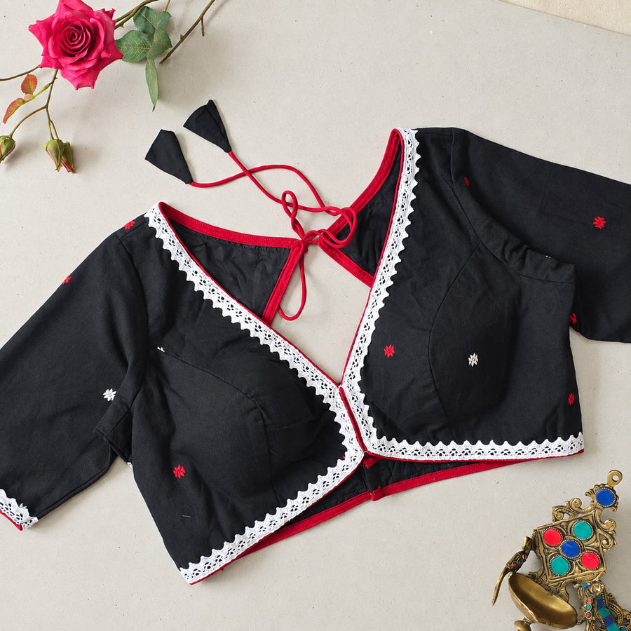 Black Jamdani Cotton blouse