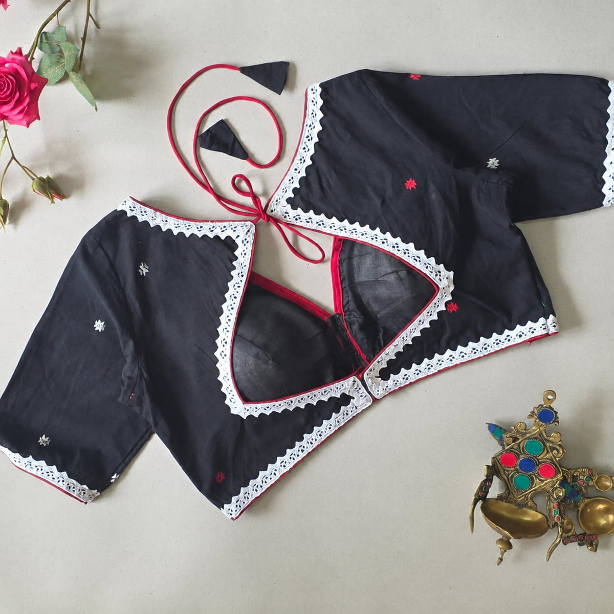 Black Jamdani Cotton blouse
