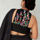 Black Cotton Silk Hand Embroidered Halter Neck Blouse