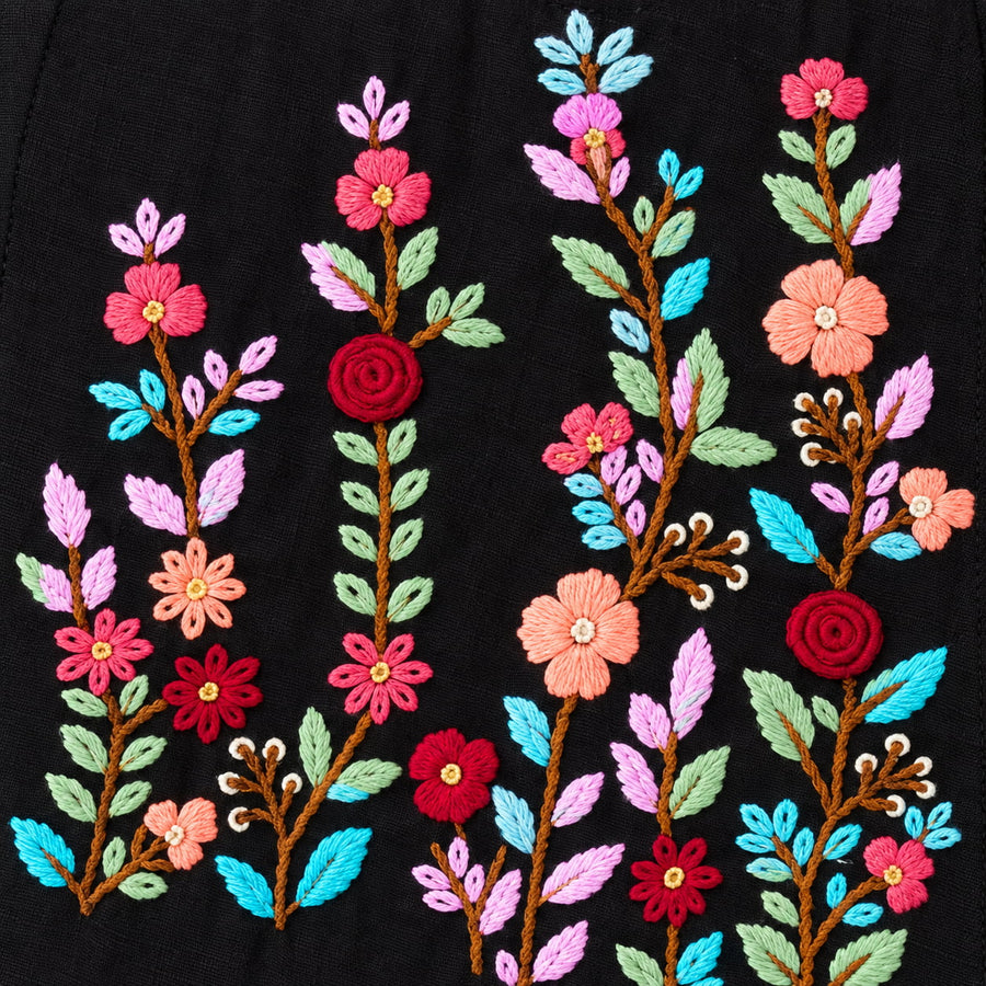 Black Cotton Silk Hand Embroidered Halter Neck Blouse