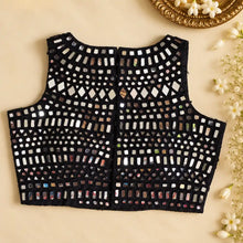 Black Mirror Work High Collar Blouse