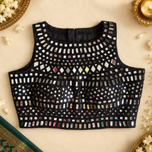 Black Mirror Work High Collar Blouse