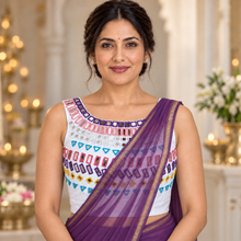 White Multi Mirror Work High Neck Blouse