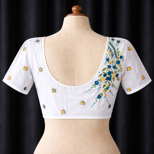 white Irz Embroidery Cotton Blouse