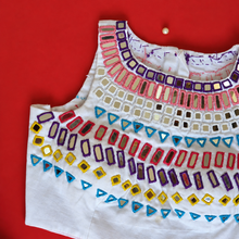 White Multi Mirror Work High Neck Blouse