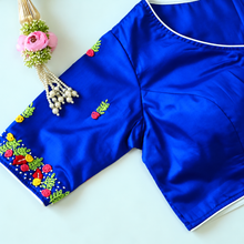 Neel Royal Blue Floral Embroidered Blouse